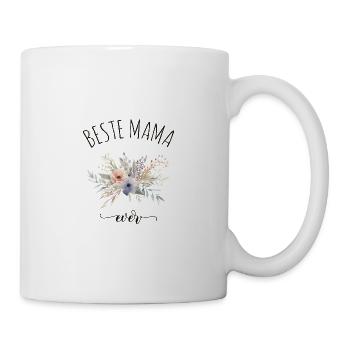 Beste Mama ever! Blumen Kranz, personalisierbar - Tasse - Weiß - Rechts
