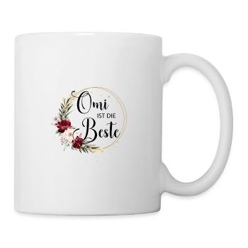Omi ist die Beste! Blumen, personalisierbar - Tasse - Weiß - Rechts