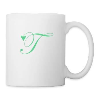 Monogramme T Coeur Vigne - Mug blanc - blanc - Droite