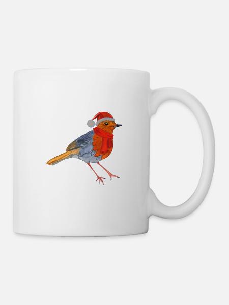Christmas Bird Robin Design - Mug - white