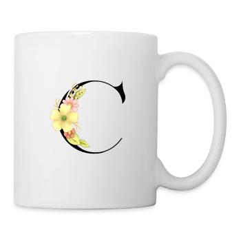 Elegant letter 'C' with flowers - Mug - white - Right