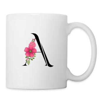 Elegant letter 'A' with flowers - Mug - white - Right