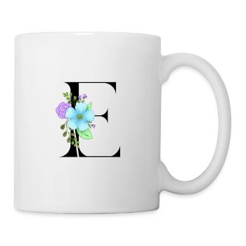 Elegant letter 'E' with flowers - Mug - white - Right