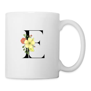 Elegant letter 'E' with flowers - Mug - white - Right