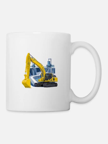 Bagger im Steinbruch - Tasse - Weiß