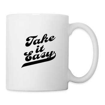Take It Easy – Vintage Retro Typografie – Schwarz - Tasse - Weiß - Rechts