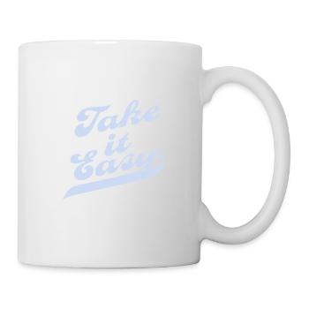 Take It Easy – Vintage Retro Typografie – Hellblau - Tasse - Weiß - Rechts