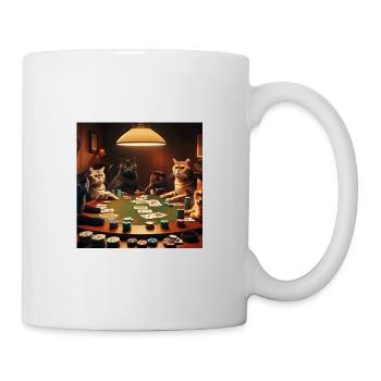 Des chats jouant au poker - Mug blanc - blanc - Droite