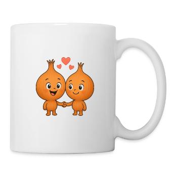 Niedliche Zwiebeln mit Herzen - Tasse - Weiß - Rechts