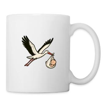 Cigogne blanche avec bébé - Mug blanc - blanc - Droite