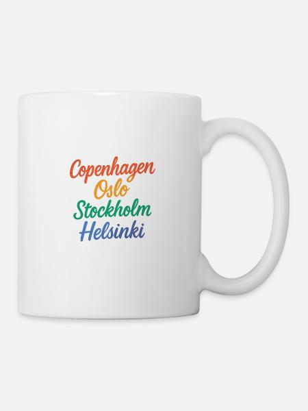 Copenhagen – Oslo – Stockholm – Helsinki - Tasse - Weiß