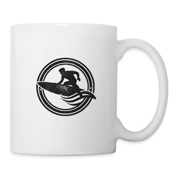 Surfer silhouette on wave - Mug - white - Right