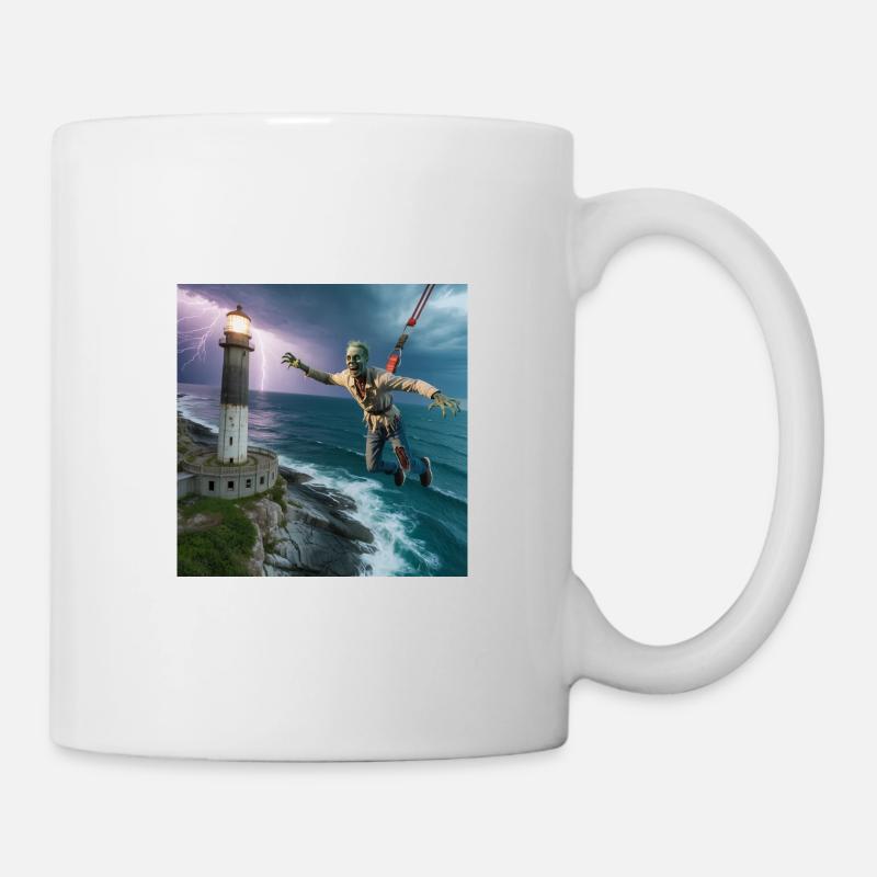 Zombie sur corde au-dessus du phare - Mug blanc - blanc