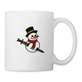 Aggressive snowman with knife - Mug - white - Right