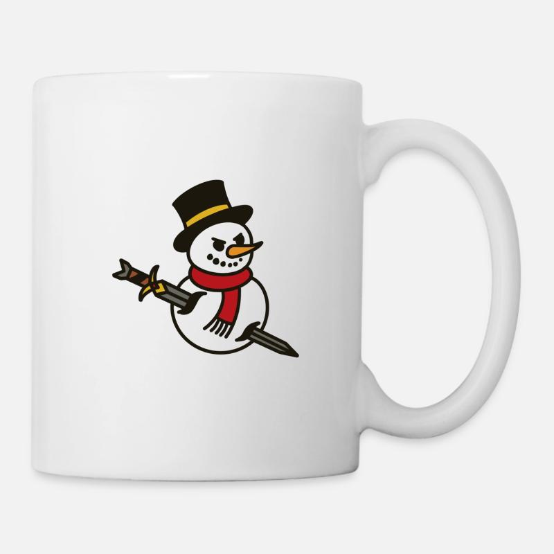 Aggressiver Schneemann mit Messer - Tasse - Weiß
