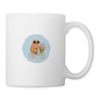 Fleurs de vélo de capybara - Mug blanc - blanc - Droite