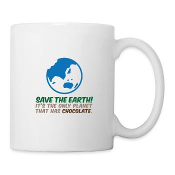 Rettet den Planeten. Hier gibt es Schokolade! - Tasse - Weiß - Rechts