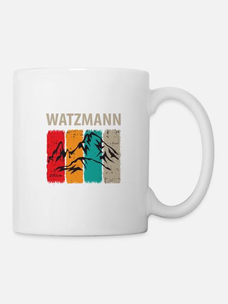 Berg Watzmann mit bunten Hintergrund - Tasse - Weiß