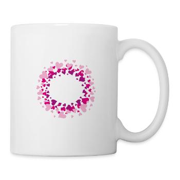 Abstrakter Kreis rosa Herzen - Tasse - Weiß - Rechts