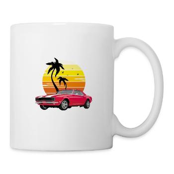 Classic retro red car - Mug - white - Right