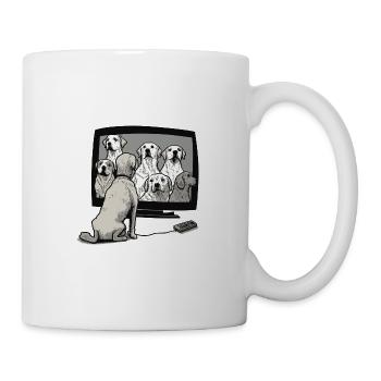 Le chien regarde la télévision et voit d’autres chiens à la télévision - Mug blanc - blanc - Droite