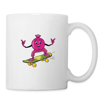 Lustiger Granatapfel-Skateboarder - Tasse - Weiß - Rechts