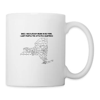 Wo ich in New York schon besoffen war Ausmalshirt - Tasse - Weiß - Rechts