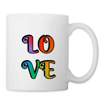 Amour arc-en-ciel rétro - Mug blanc - blanc - Droite