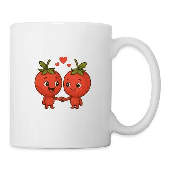 Fraises avec cœurs - Mug blanc - blanc - Droite