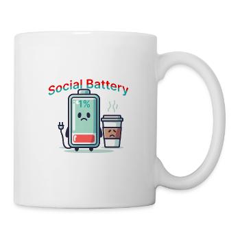 Social Battery – Funny Selfcare Design - Tasse - Weiß - Rechts