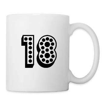 18. 18 JAHRE ALT. 18-JÄHRIGES JUBILÄUM. 18. GEBURTSTAG. - Tasse - Weiß - Rechts