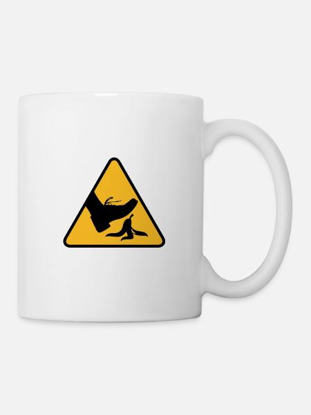 Risque de glisser avec une banane - Mug blanc - blanc