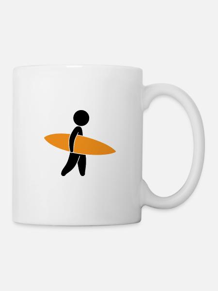 Ein Surfer mit seinem Surfboard - Tasse - Weiß