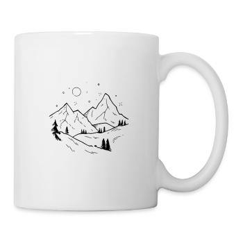 Montagnes Vintage avec forêt et étoiles brillantes - Mug blanc - blanc - Droite