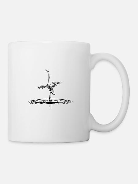 Fischreiher Vogel Silhouette - Tasse - Weiß