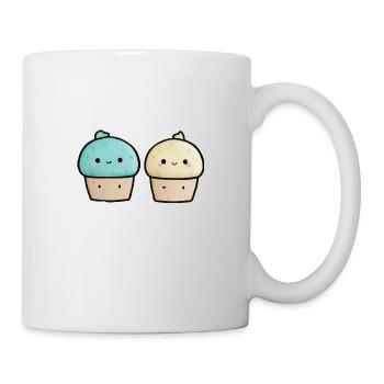 Zwei süße Kawaii-Cupcakes - Tasse - Weiß - Rechts