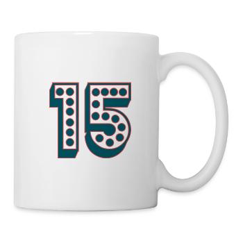 15. 15 JAHRE. 15-JÄHRIGES JUBILÄUM. 15-JÄHRIGES JUBILÄUM. - Tasse - Weiß - Rechts