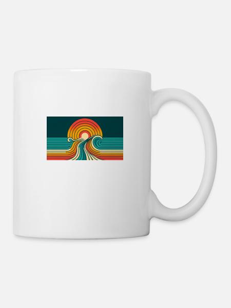 Coucher de soleil rétro 3 - Mug blanc - blanc