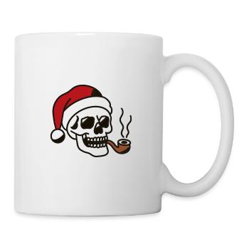 Smoking Skull with Santa Hat Illustration - Mug - white - Right
