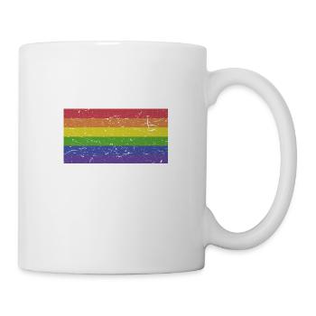 Regenbogen Flagge Vintage LGBT - Tasse - Weiß - Rechts
