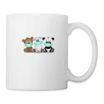 Grizzly Bär Polar Bär Panda Bär mit Mundschutz - Tasse - Weiß - Rechts