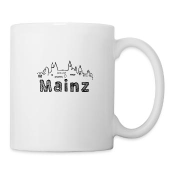 mainz,skyline,schrift, schwarz, sketch - Tasse - Weiß - Rechts