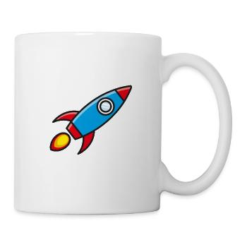 Dessin animé de vaisseau spatial de fusée - Mug blanc - blanc - Droite