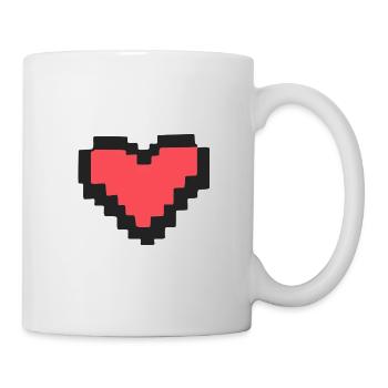Cœur rouge pixel art rétro 8 bits - Mug blanc - blanc - Droite