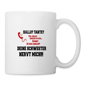 Bonjour tante - ta sœur m'ennuie! - imprimer - Mug blanc - blanc - Droite