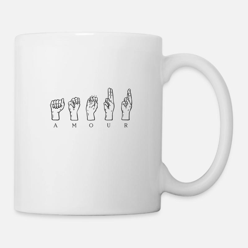 Amour langage des signes français LSF cadeau - Mug blanc - blanc