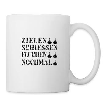 Eisstock Stockschießen Sprüche Stockschütze - Tasse - Weiß - Rechts