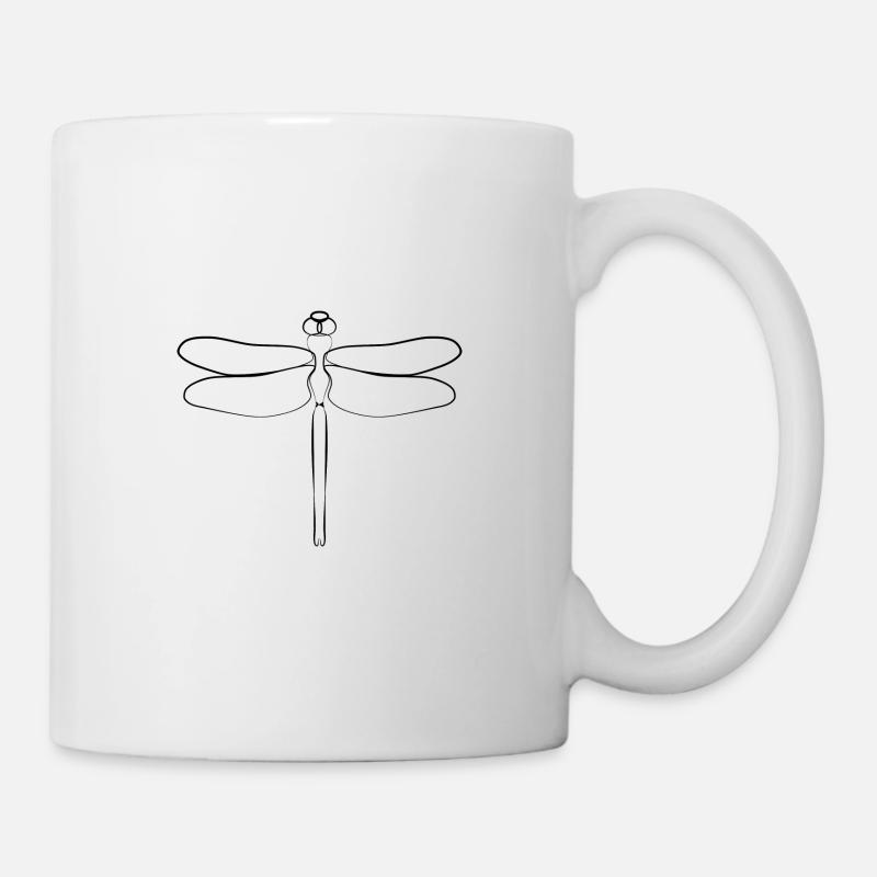Dragonfly Line Art - Mug - white