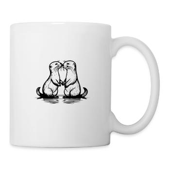 Deux loutres - Mug blanc - blanc - Droite