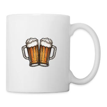 Bierkrug Bier Anstoßen - Tasse - Weiß - Rechts